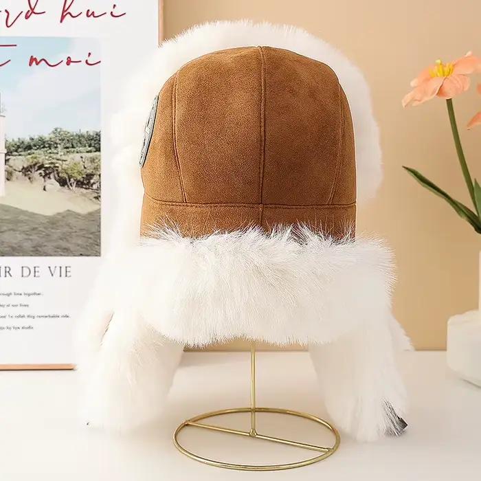 2025 nouveaux hommes 100% naturel fausse fourrure de renard Bomber chapeaux hiver russe homme chaud