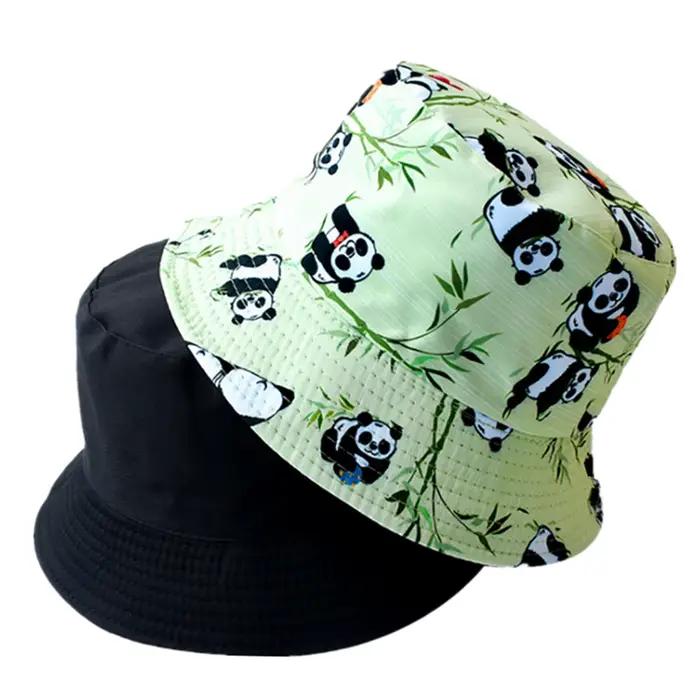 Chapeau seau Panda Double face pour hommes et femmes