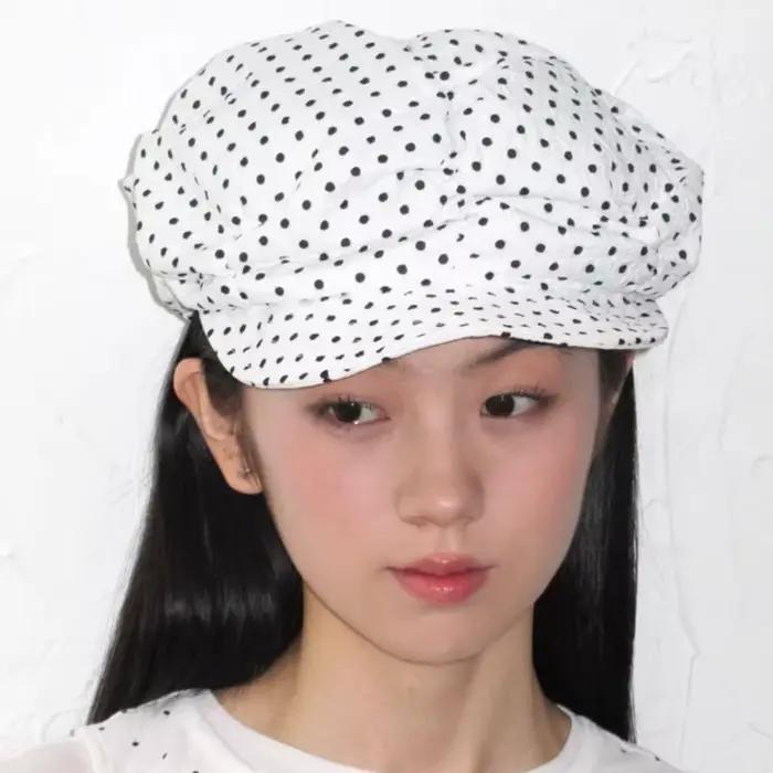 Bérets pour femmes mignon à pois nuageux rides Kawaii chapeaux coréen Simple à la mode