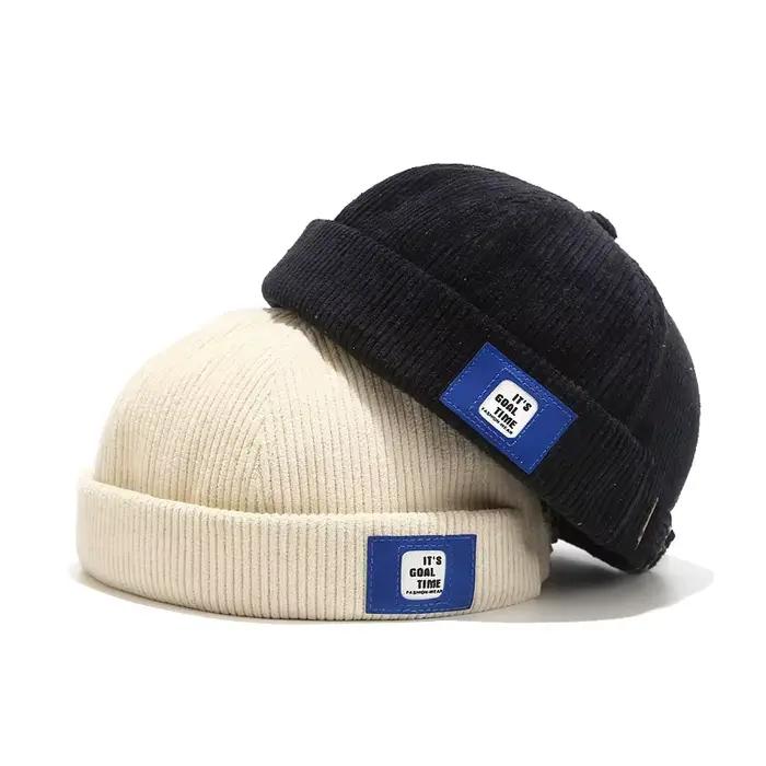 Bocca Beanie chapeaux sans bords chapeau casquettes pour hommes femmes velours côtelé dôme réglable Vintage couleur unie unisexe hiver printemps automne