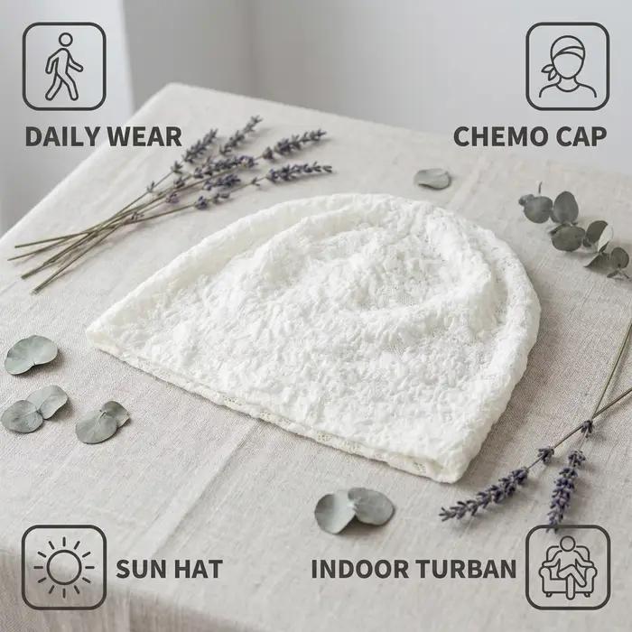 Bonnet ample en dentelle ajourée pour femme - Chapeau d'été léger et respirant pour un style décontracté et tendance