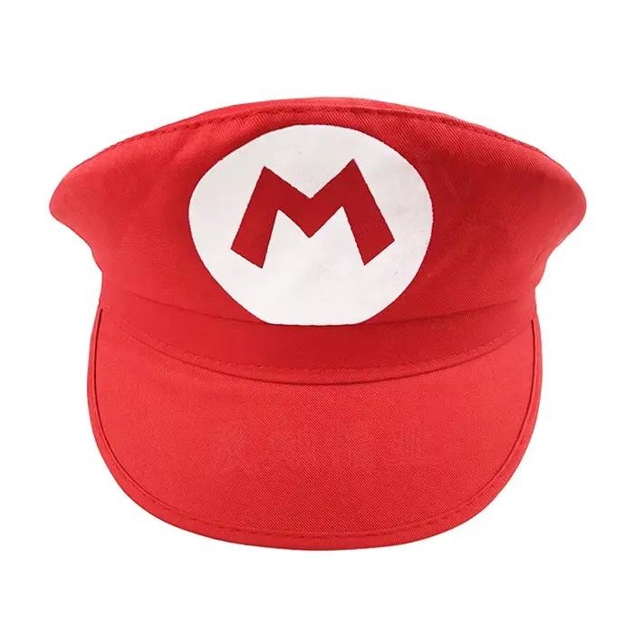Chapeau de cosplay d'Halloween avec moustache pour enfants et adultes, chapeau de baseball uni sexe, polyester tricoté, blanc rouge noir vert pour fêtes costumées anime cosplay