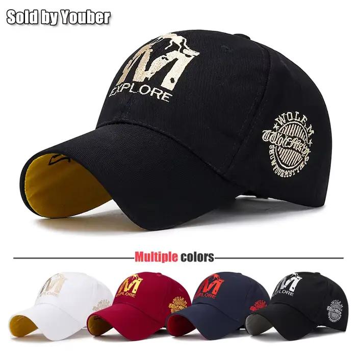 Casquette de baseball réglable en coton avec broderie Totem Loup lettre M