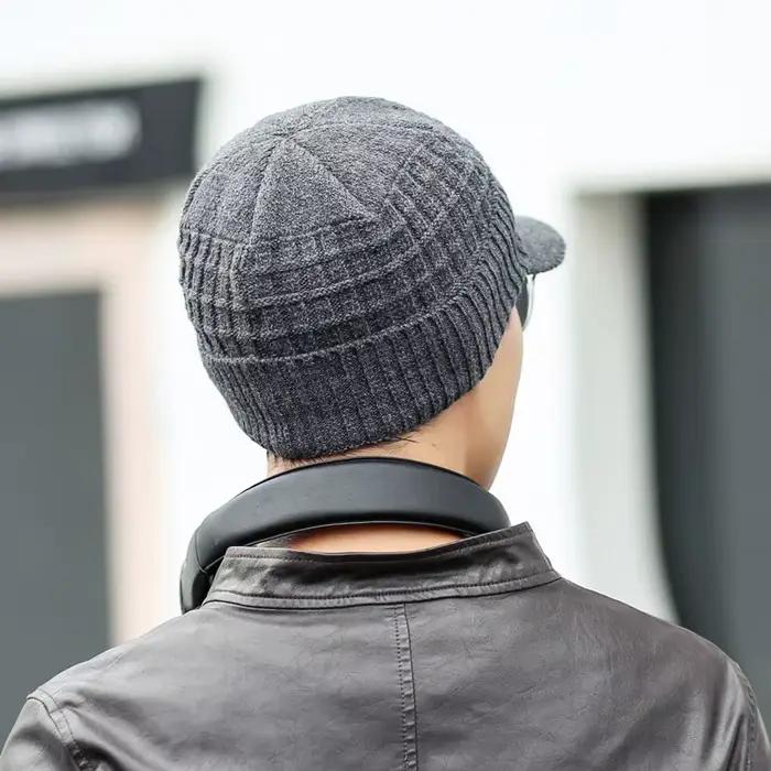 Casquettes visière chapeau hommes tricoté laine chapeaux d'hiver