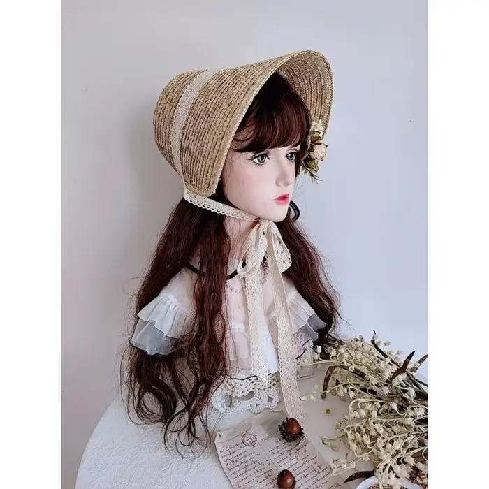 Y5gc adolescents girl paille chapeau vintage princesse française