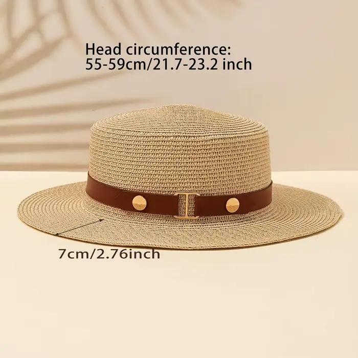 Chapeau de paille d'été pour femme à calotte plate