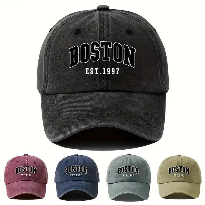Nouvelle casquette de baseball rétro lavable avec imprimé BOSTON