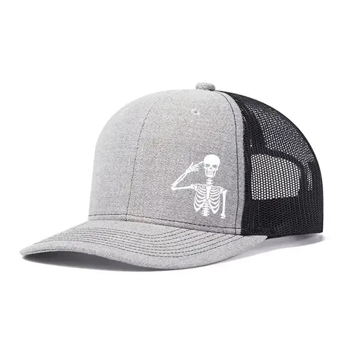 Casquette de baseball micro incurvée Skull Richardson en coton pour homme et femme, maille respirante, style novateur, adapté aux quatre saisons, pour les occasions décontractées et les sports