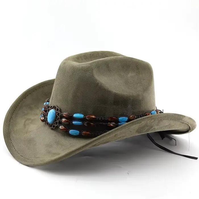 Chapeau de Cowboy occidental en daim pour hommes et femmes
