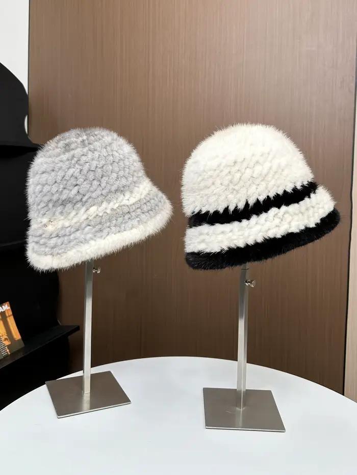 Chapeau en vraie fourrure de vison pour femme