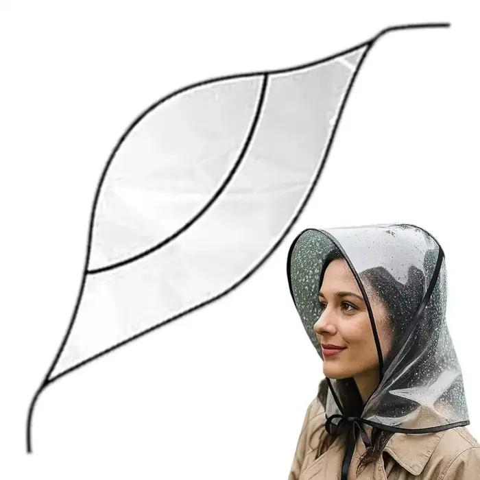 Chapeau de pluie transparent réutilisable imperméable à large bord pour femme