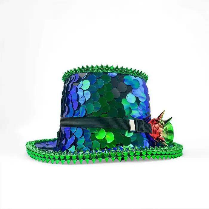 Vert léopard Steampunk haut-de-forme pour homme