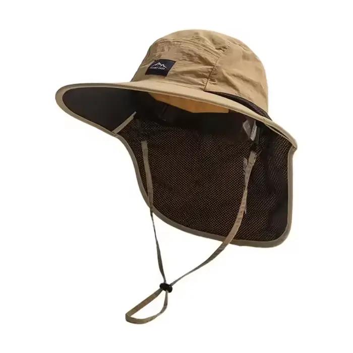 Vente flash! Chapeau de pêcheur unisexe coupe-vent à séchage rapide avec rabat pour le cou et protection UV pour la pêche en plein air et la randonnée 