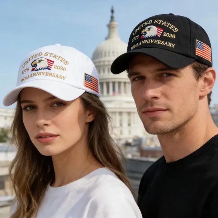 Casquette de Baseball Americaine 250eme Anniversaire 1776 2026 Motif Aigle Chapeau Unisexe Coton Decontrate Occasions Spéciales