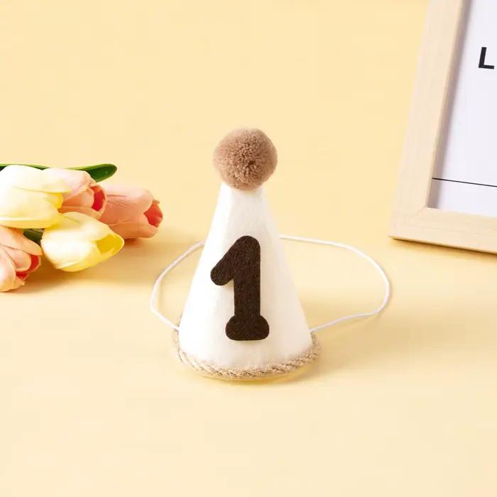 Chapeau de ixavec Boule de Fourrure pour Premier Anniversaire de Bébé