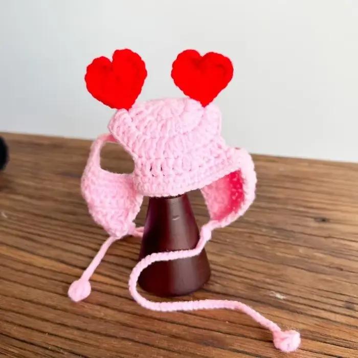 Chapeau en forme de cœur de pêche au crochet pour chats et chiens