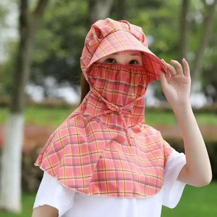 Chapeau de soleil anti-UV avec masque et protection de cou intégrée