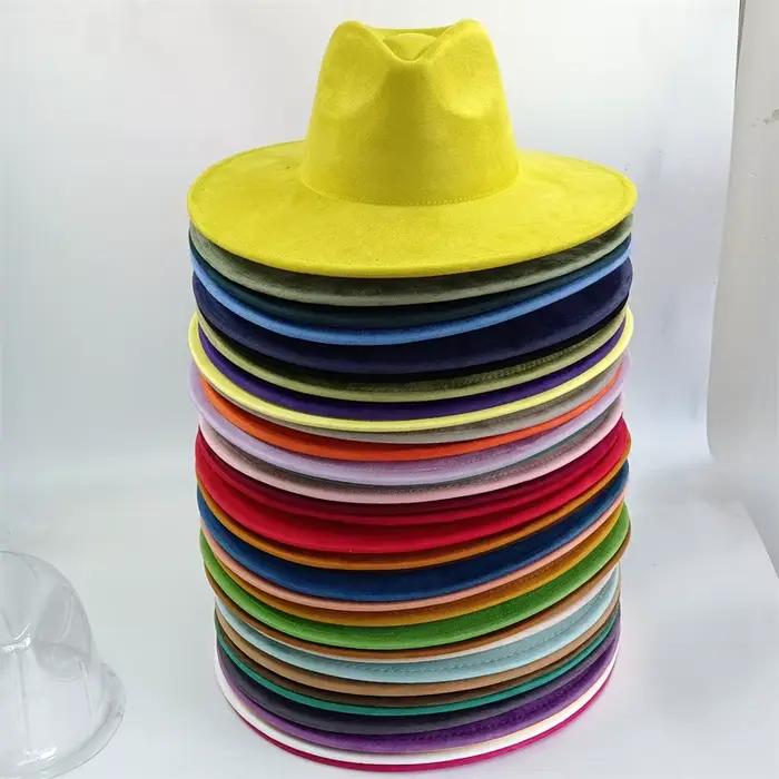 Chapeau en daim sarcelle à large bord 34 couleurs