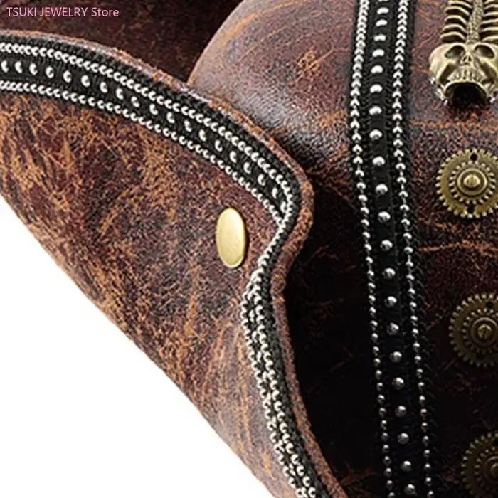 62KE chapeau Pirate en PU marron pour femmes hommes