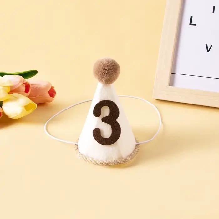 Chapeau de ixavec Boule de Fourrure pour Premier Anniversaire de Bébé