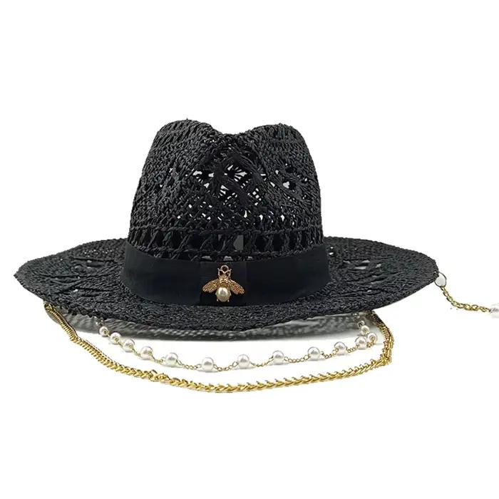 Chapeau de paille d'été pour femmes et hommes unisexe, protection solaire, style sportif chic, usage plage et soirée, cadeau occasionnel