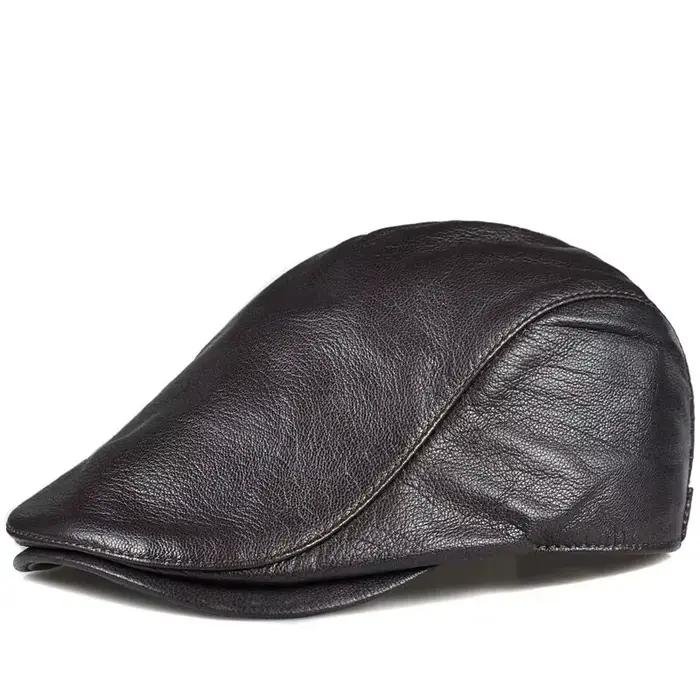 Bérets d'hiver en cuir de mouton couche supérieure pour hommes