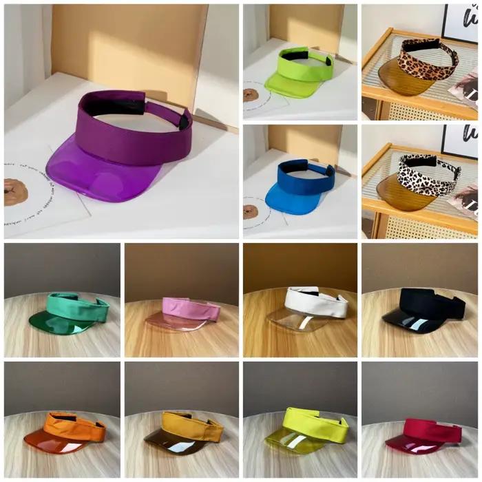Casquette visière anti-UV imprimée léopard couleur unie chapeau transparent creux et frais réglable protection solaire pour cyclisme adulte occassions décontractées