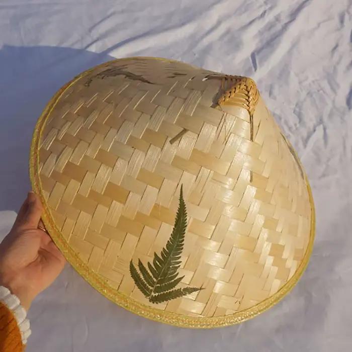 Chapeau de pêcheur rétro en rotin de bambou