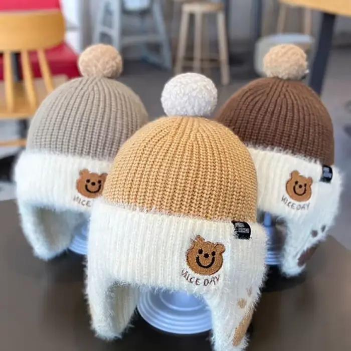 Bébé laine chapeau mignon ours oreille Protection