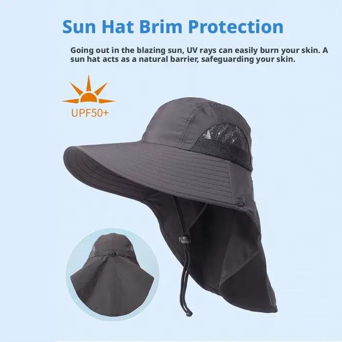 Chapeau de protection UV à large bord avec protège-nuque pour hommes et femmes