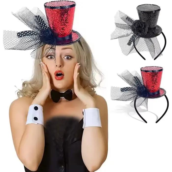 Mini chapeau bibi à sequins avec bandeau