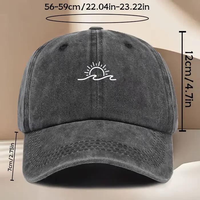 Casquette de baseball élégante avec motif vague et soleil levant pour homme et femme style vintage occasionnellement décontracté