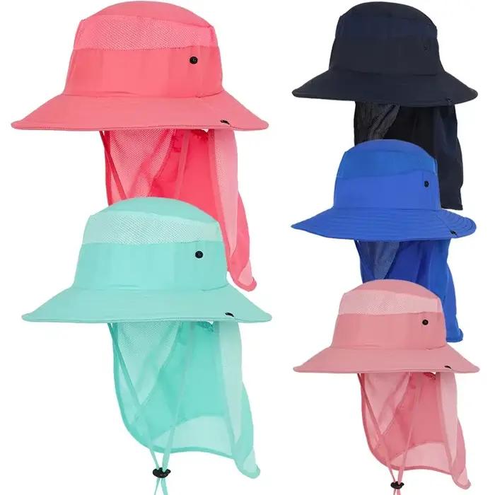 Chapeau de soleil Udissolve 50+ pour enfants avec visière large et rabat de cou protection UV occasionnelles spéciales pour garçons filles polyester résistant et confortable