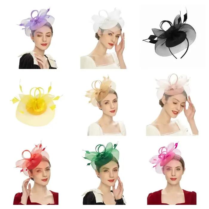 Chapeau Fascinator Vintage en Plumes et Résille