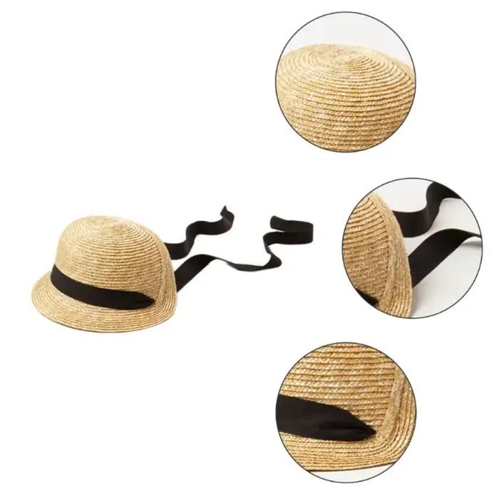 Chapeau de soleil en paille tressée pour filles
