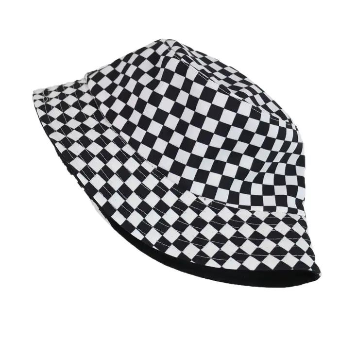 Chapeau de pêcheur à carreaux noir et blanc