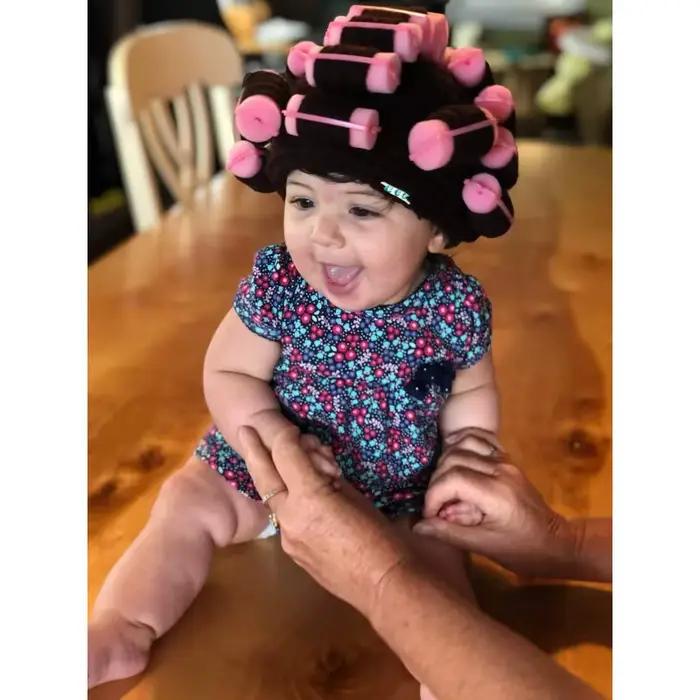 Chapeau bouclé pour enfants - Perruque de vieille dame au crochet pour tout-petit