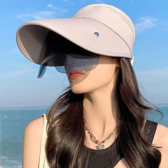 Chapeau de plage à visière rétractable pour femmes