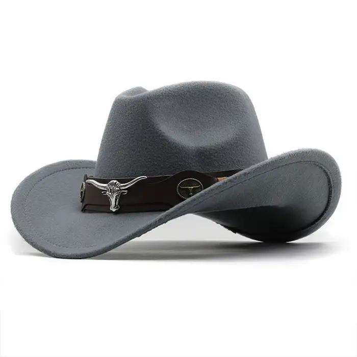 Casquette de Cowboy Jazz Fedora en Polyester Solide pour Femmes Hommes et Enfants Occasions Décontractées Toutes Saisons