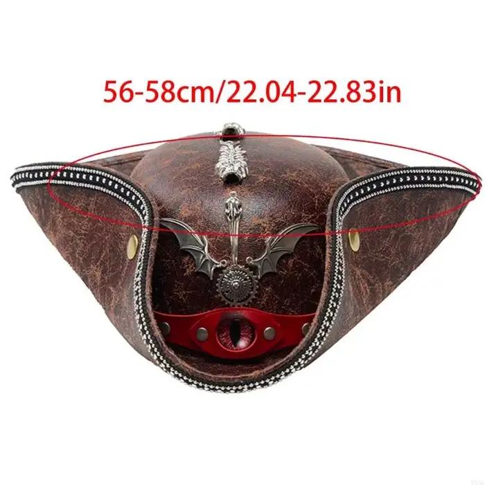 Chapeau Pirate œil du diable avec décorations en métal