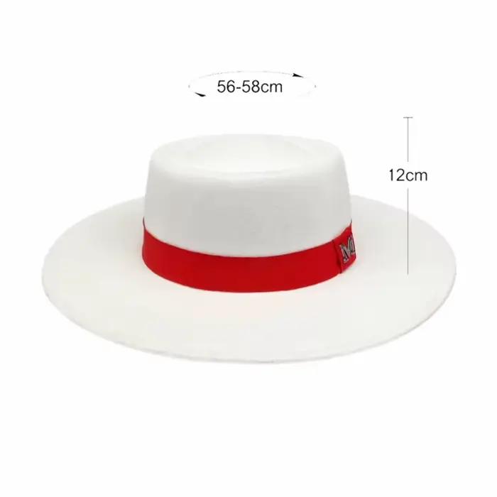 Chapeau Fedora en feutre de laine rouge pour femmes