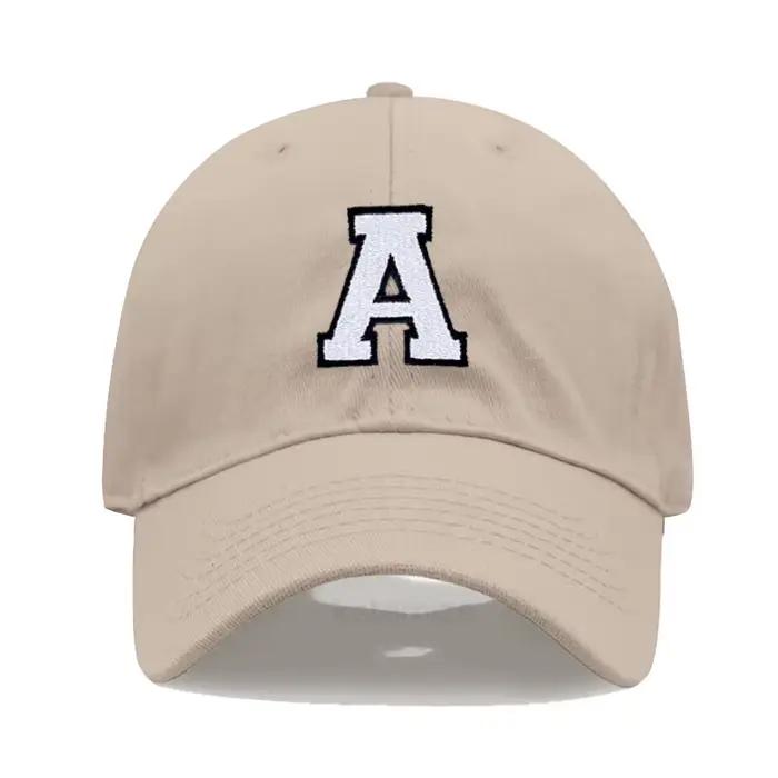 Casquette de baseball kaki brodée avec initiales A-Z pour femmes et hommes