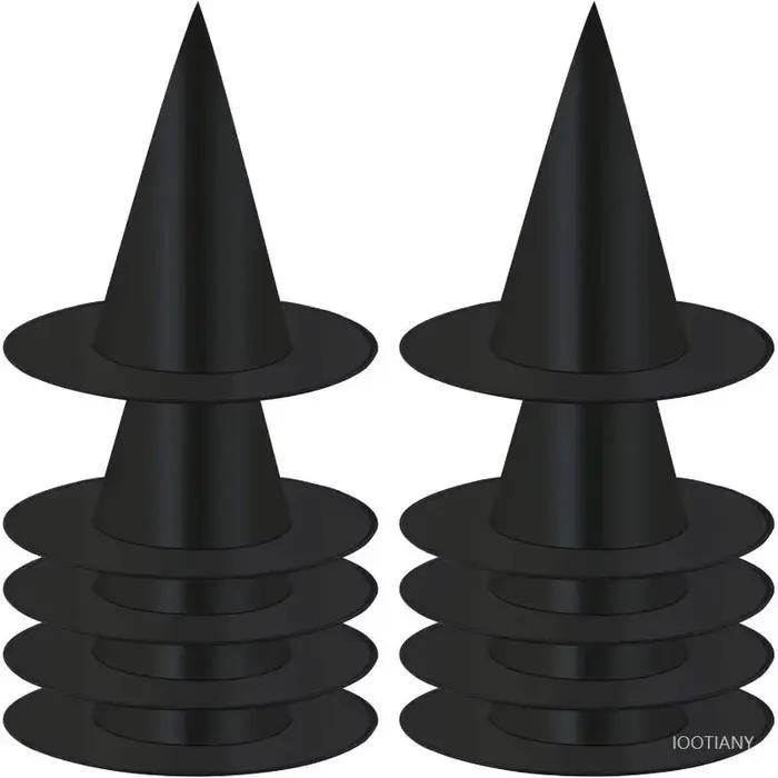Chapeau de sorcière pliable noir pour carnaval d'halloween