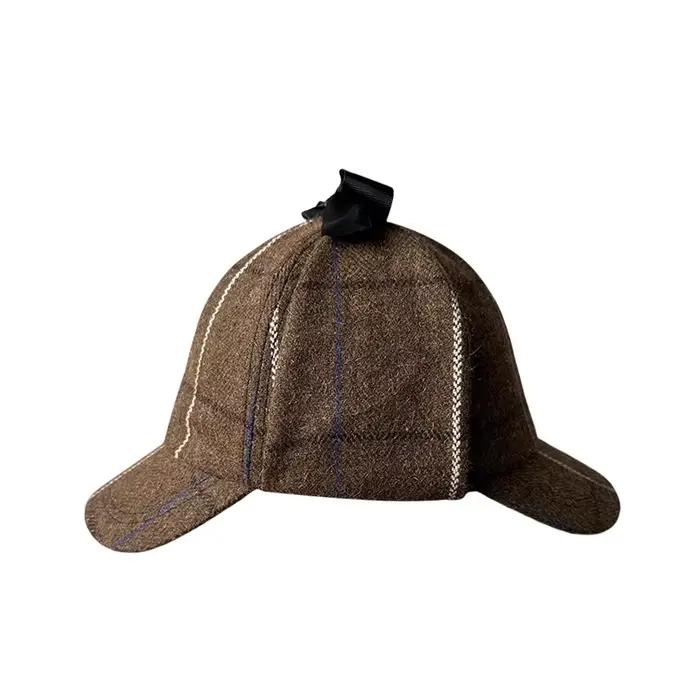 Nouvelle casquette de baseball Sherlock Holmes à double bord avec protection des oreilles style britannique chapeau homme casquette snapback polyester plaid multicolore automne hiver décontracté