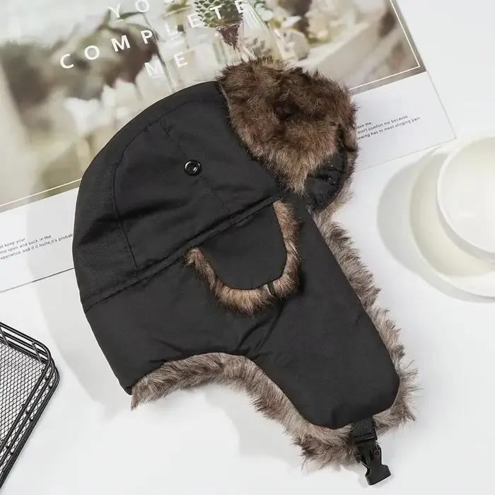 Homme hiver trappeur aviateur trooper oreillette chaud russe imperméable Ski chapeau Bomber casquette