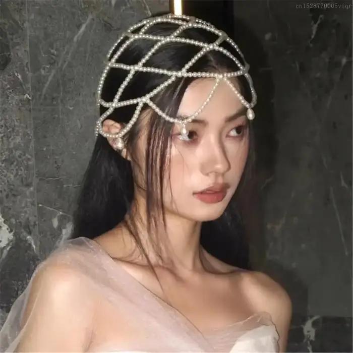 Chapeau tissé de perles élégant de haute qualité
