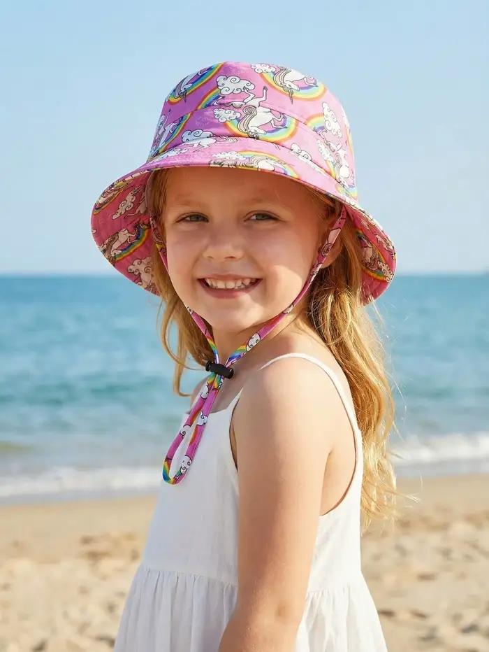 Chapeau seau de couleur unie pour filles de 3 à 8 ans