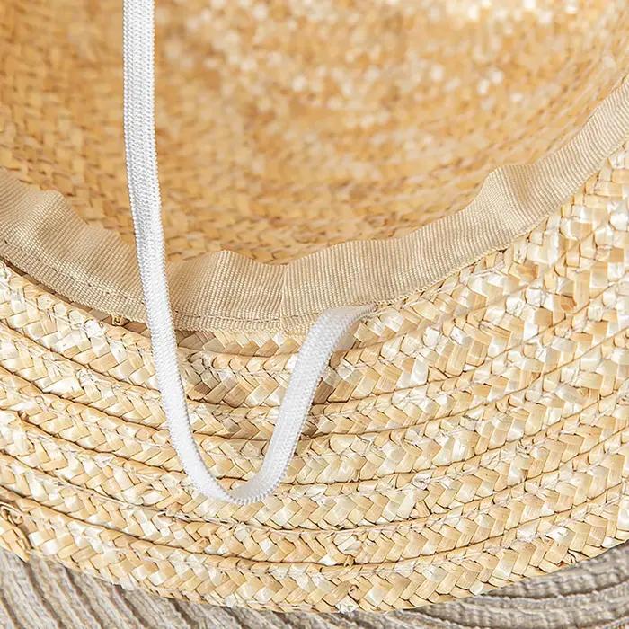 Chapeau de paille Anime jaune tressé avec cordon
