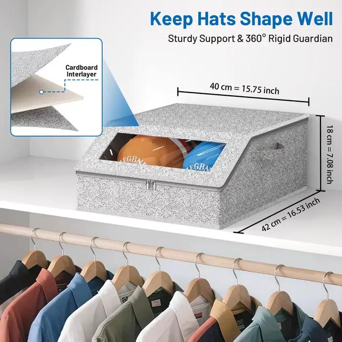 Boîte de rangement pour chapeaux à double rangée grande capacité