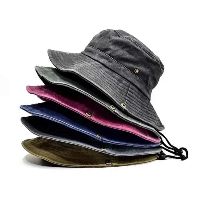 Chapeau de pêche en coton lavé pour hommes et femmes